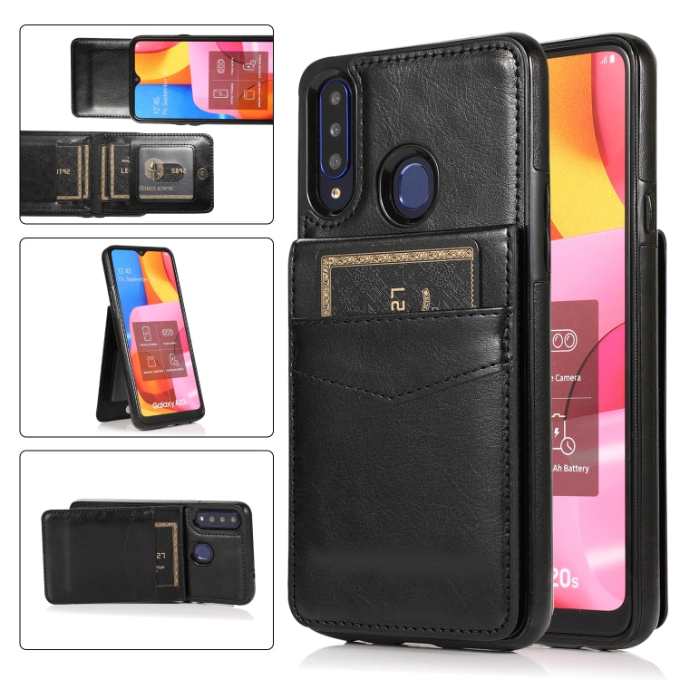 For Samsung Galaxy A20s Solid Color PC + TPU Protective Case with Holder & Card Slots