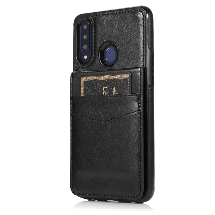 For Samsung Galaxy A20s Solid Color PC + TPU Protective Case with Holder & Card Slots
