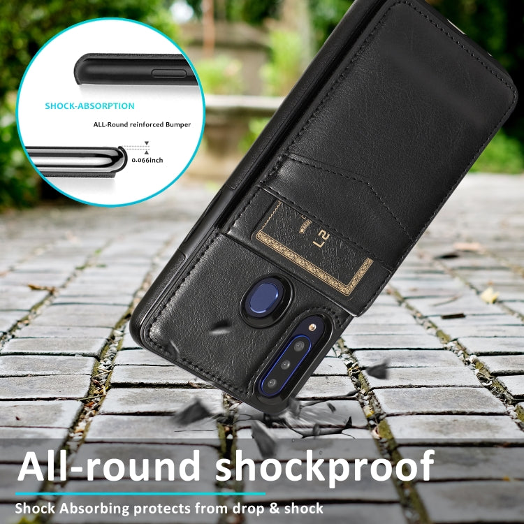 For Samsung Galaxy A20s Solid Color PC + TPU Protective Case with Holder & Card Slots