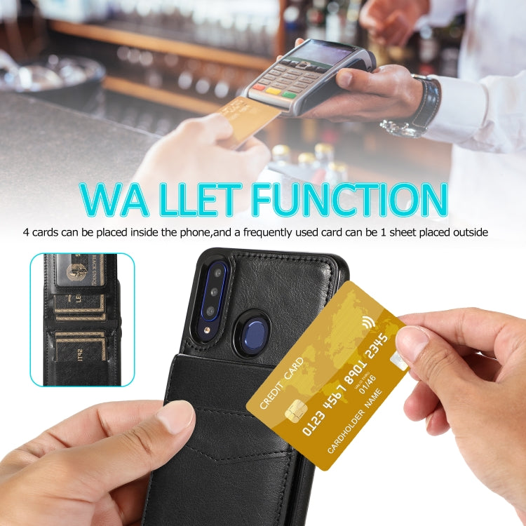 For Samsung Galaxy A20s Solid Color PC + TPU Protective Case with Holder & Card Slots