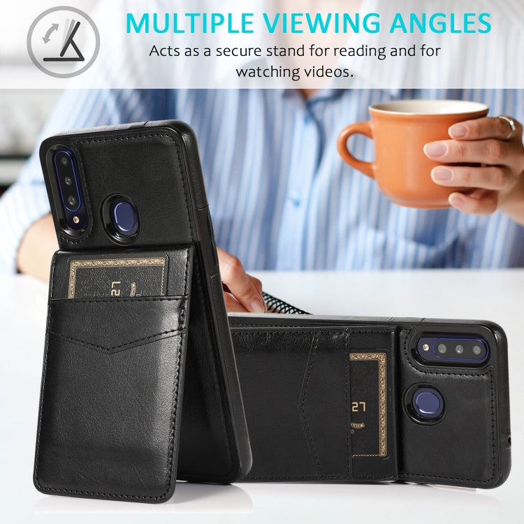 For Samsung Galaxy A20s Solid Color PC + TPU Protective Case with Holder & Card Slots