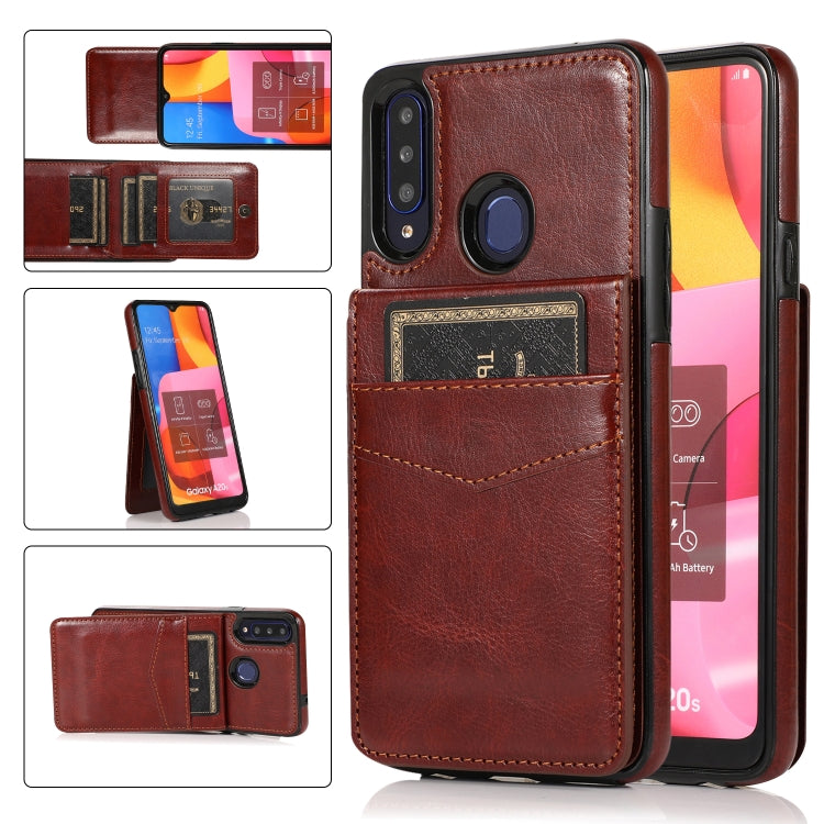 For Samsung Galaxy A20s Solid Color PC + TPU Protective Case with Holder & Card Slots
