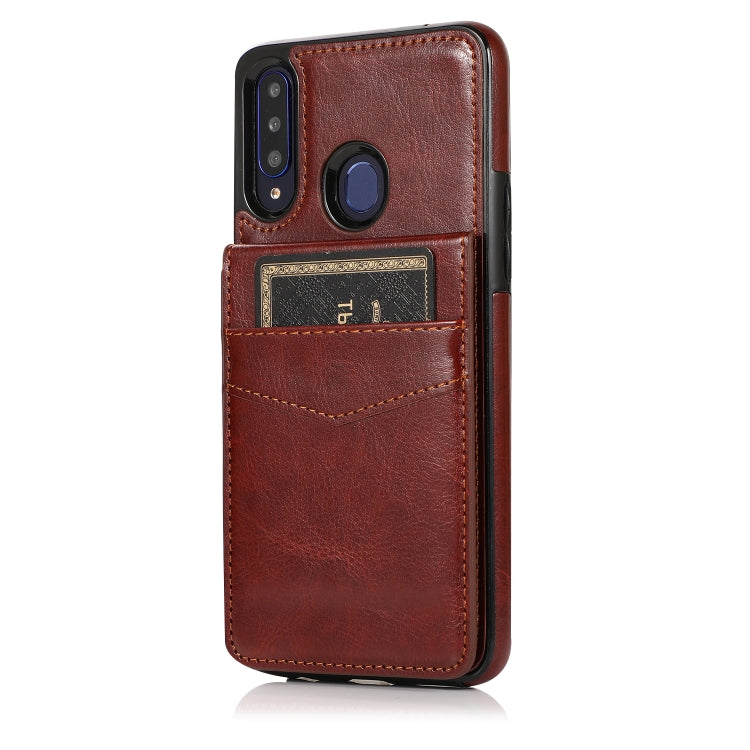 For Samsung Galaxy A20s Solid Color PC + TPU Protective Case with Holder & Card Slots