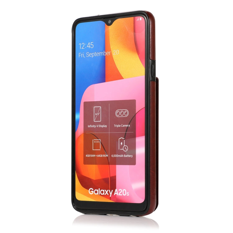 For Samsung Galaxy A20s Solid Color PC + TPU Protective Case with Holder & Card Slots