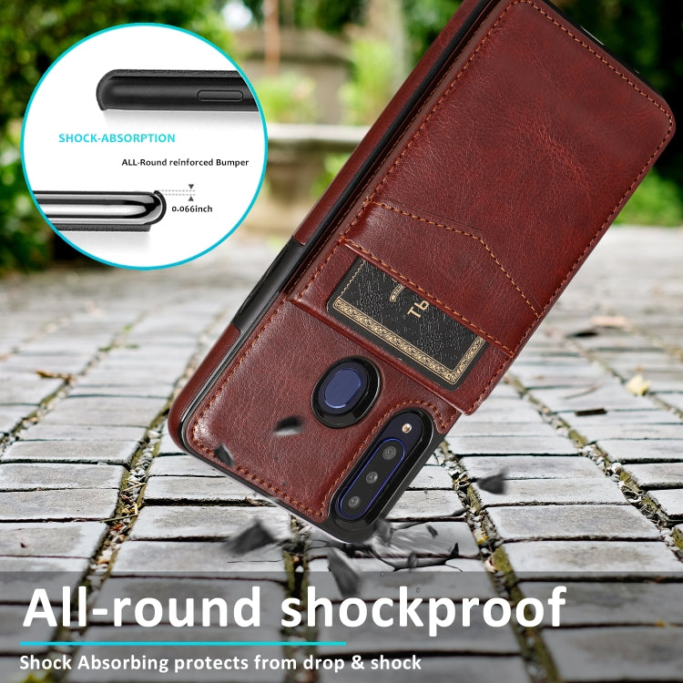 For Samsung Galaxy A20s Solid Color PC + TPU Protective Case with Holder & Card Slots