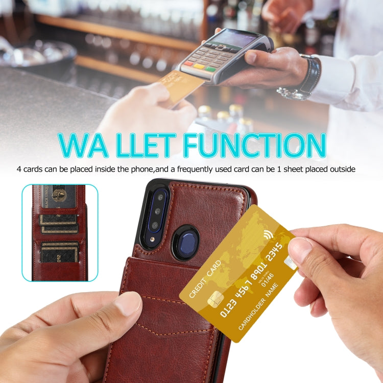 For Samsung Galaxy A20s Solid Color PC + TPU Protective Case with Holder & Card Slots