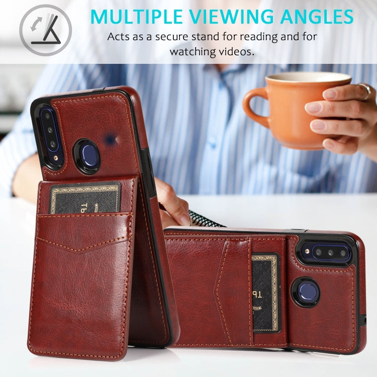 For Samsung Galaxy A20s Solid Color PC + TPU Protective Case with Holder & Card Slots