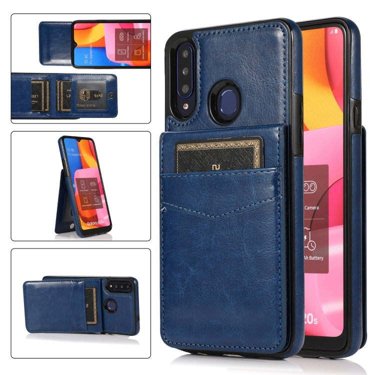 For Samsung Galaxy A20s Solid Color PC + TPU Protective Case with Holder & Card Slots