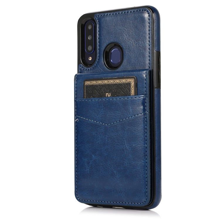 For Samsung Galaxy A20s Solid Color PC + TPU Protective Case with Holder & Card Slots