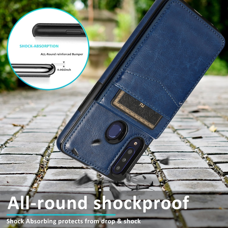 For Samsung Galaxy A20s Solid Color PC + TPU Protective Case with Holder & Card Slots