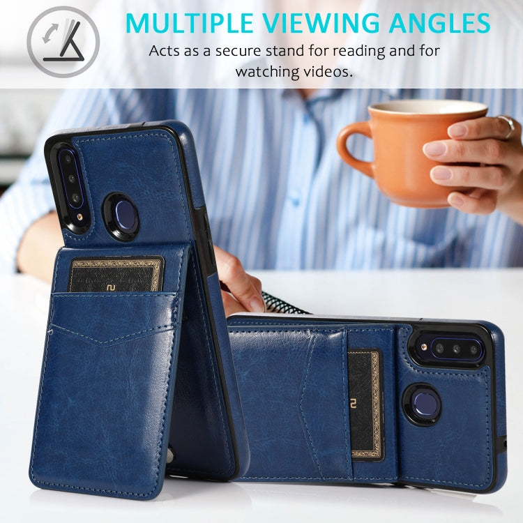 For Samsung Galaxy A20s Solid Color PC + TPU Protective Case with Holder & Card Slots