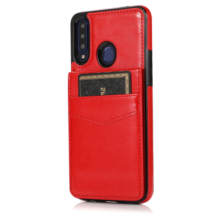 For Samsung Galaxy A20s Solid Color PC + TPU Protective Case with Holder & Card Slots