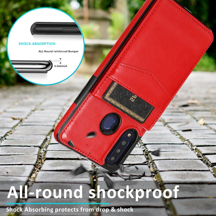 For Samsung Galaxy A20s Solid Color PC + TPU Protective Case with Holder & Card Slots
