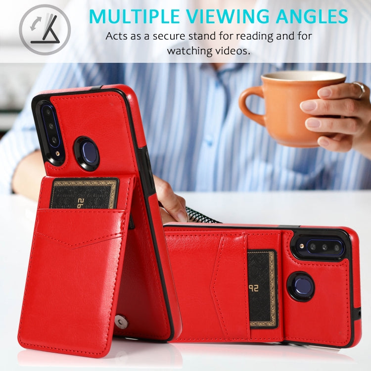 For Samsung Galaxy A20s Solid Color PC + TPU Protective Case with Holder & Card Slots