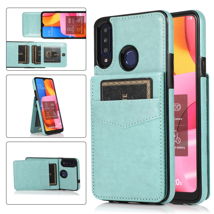 For Samsung Galaxy A20s Solid Color PC + TPU Protective Case with Holder & Card Slots