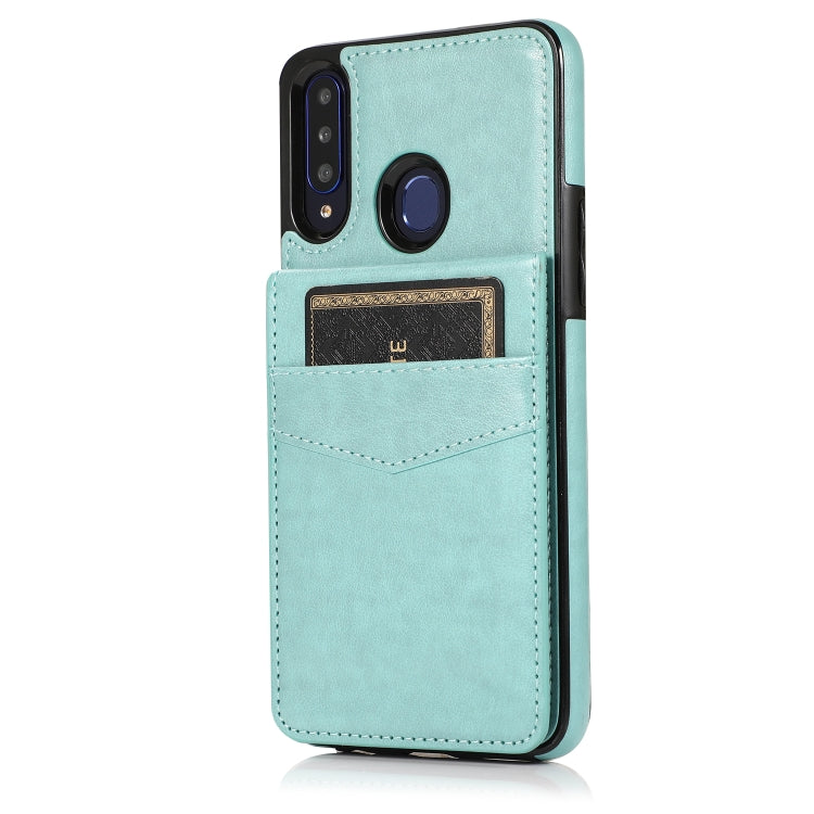 For Samsung Galaxy A20s Solid Color PC + TPU Protective Case with Holder & Card Slots