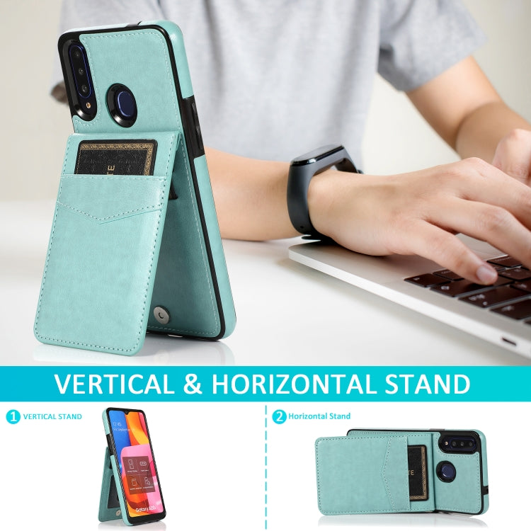 For Samsung Galaxy A20s Solid Color PC + TPU Protective Case with Holder & Card Slots