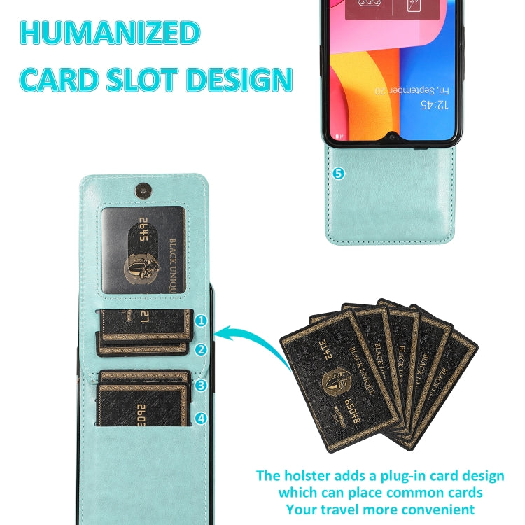 For Samsung Galaxy A20s Solid Color PC + TPU Protective Case with Holder & Card Slots