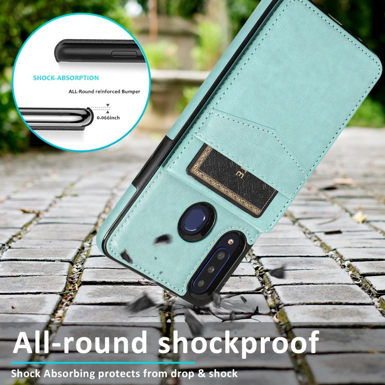 For Samsung Galaxy A20s Solid Color PC + TPU Protective Case with Holder & Card Slots