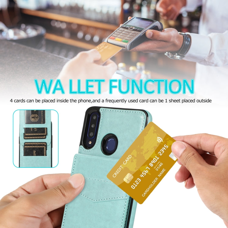For Samsung Galaxy A20s Solid Color PC + TPU Protective Case with Holder & Card Slots