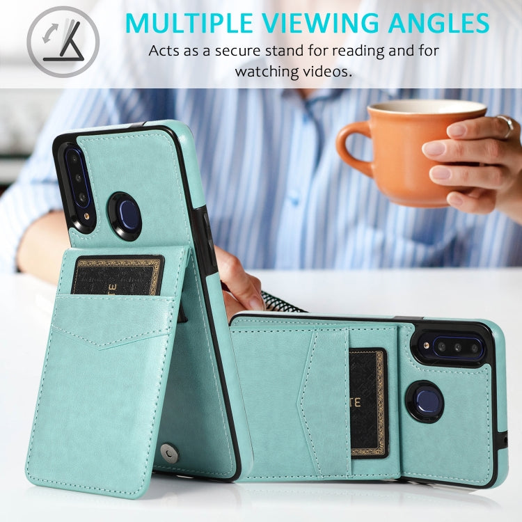 For Samsung Galaxy A20s Solid Color PC + TPU Protective Case with Holder & Card Slots