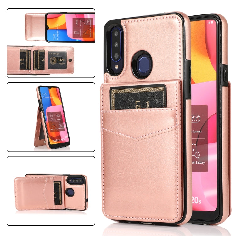 For Samsung Galaxy A20s Solid Color PC + TPU Protective Case with Holder & Card Slots