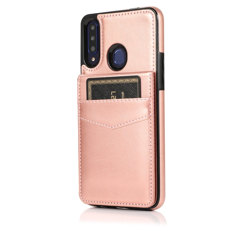 For Samsung Galaxy A20s Solid Color PC + TPU Protective Case with Holder & Card Slots
