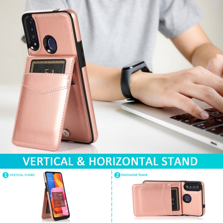 For Samsung Galaxy A20s Solid Color PC + TPU Protective Case with Holder & Card Slots