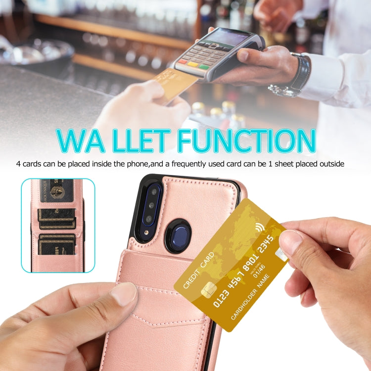 For Samsung Galaxy A20s Solid Color PC + TPU Protective Case with Holder & Card Slots