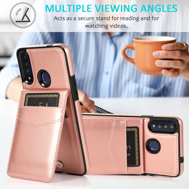 For Samsung Galaxy A20s Solid Color PC + TPU Protective Case with Holder & Card Slots