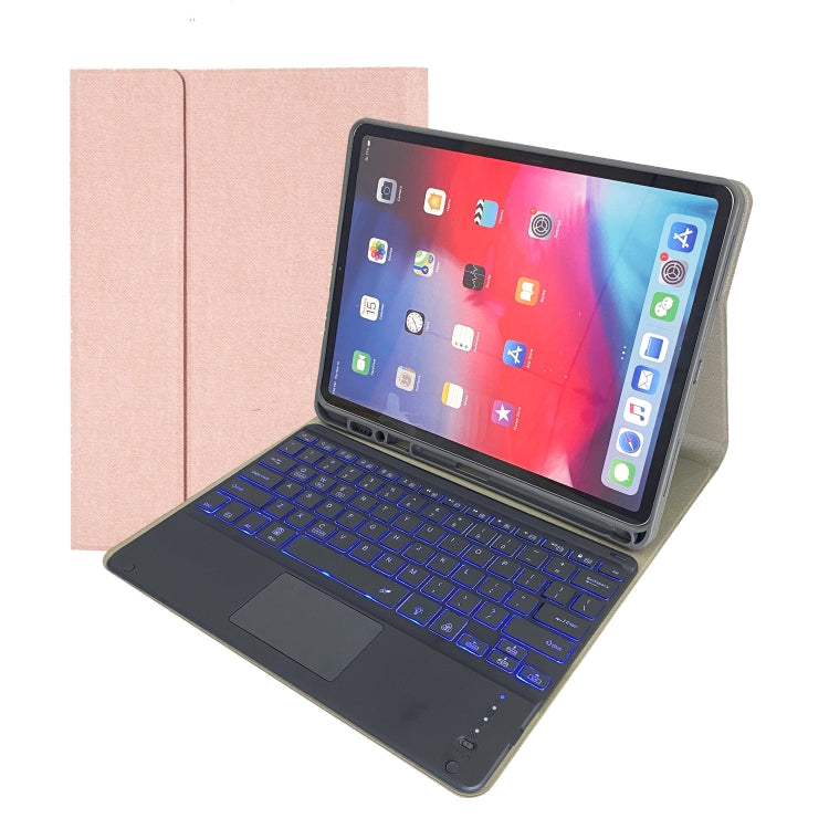 HK131T Detachable RGB Backlight Bluetooth Keyboard Leather + TPU Tablet Case with Touchpad & Pen Slot For iPad Pro 12.9 (2018 / 2020)
