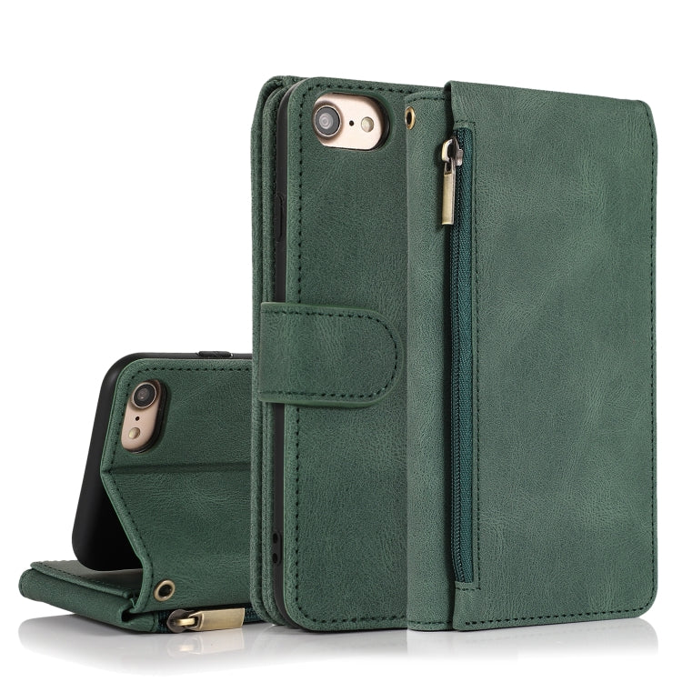 Skin-feel Crazy Horse Texture Zipper Wallet Bag Horizontal Flip Leather Case with Holder & Card Slots & Wallet & Lanyard For iPhone 6