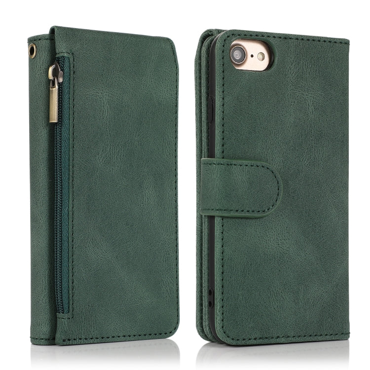 Skin-feel Crazy Horse Texture Zipper Wallet Bag Horizontal Flip Leather Case with Holder & Card Slots & Wallet & Lanyard For iPhone 6