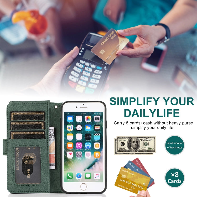 Skin-feel Crazy Horse Texture Zipper Wallet Bag Horizontal Flip Leather Case with Holder & Card Slots & Wallet & Lanyard For iPhone 6
