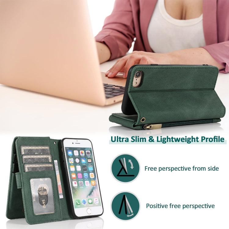 Skin-feel Crazy Horse Texture Zipper Wallet Bag Horizontal Flip Leather Case with Holder & Card Slots & Wallet & Lanyard For iPhone 6