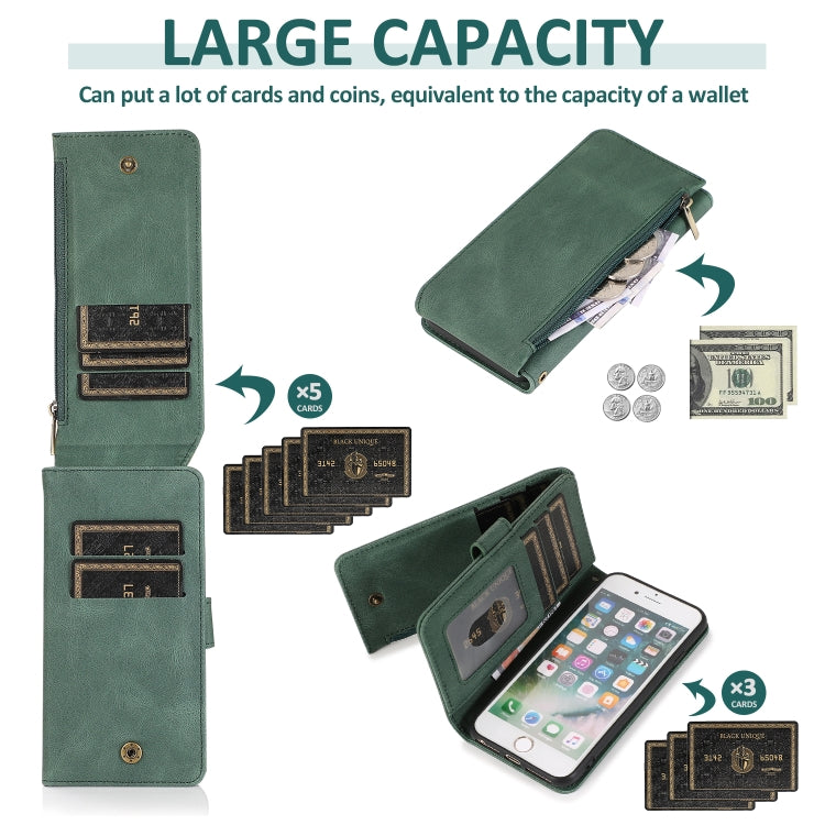 Skin-feel Crazy Horse Texture Zipper Wallet Bag Horizontal Flip Leather Case with Holder & Card Slots & Wallet & Lanyard For iPhone 6