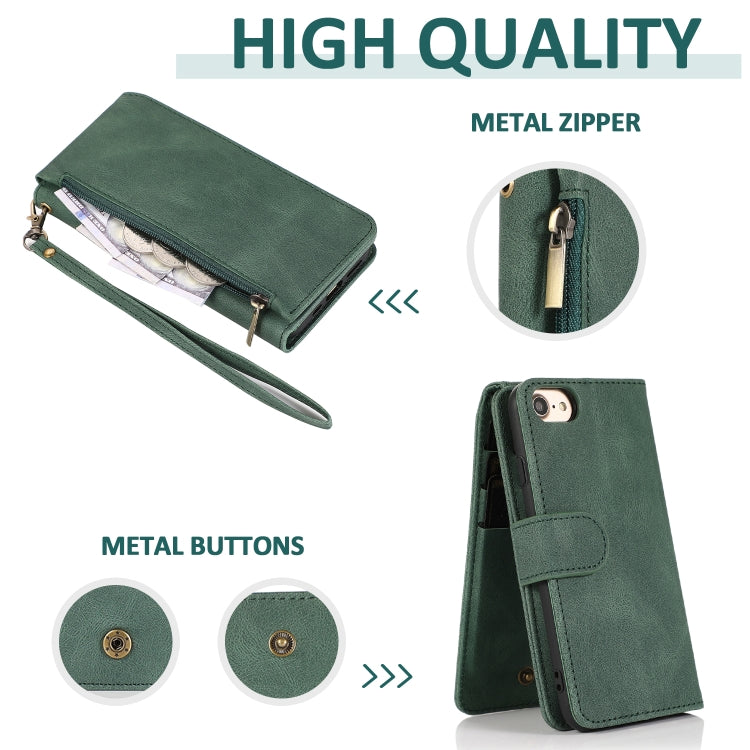 Skin-feel Crazy Horse Texture Zipper Wallet Bag Horizontal Flip Leather Case with Holder & Card Slots & Wallet & Lanyard For iPhone 6