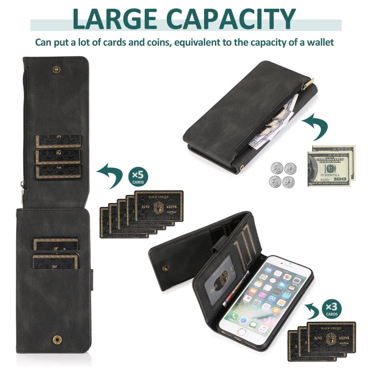 Skin-feel Crazy Horse Texture Zipper Wallet Bag Horizontal Flip Leather Case with Holder & Card Slots & Wallet & Lanyard For iPhone 6