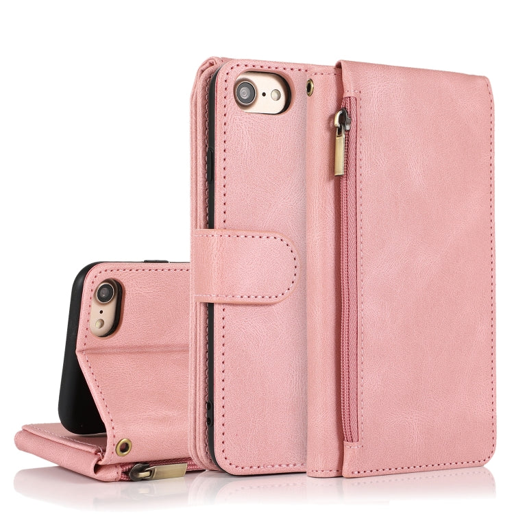 Skin-feel Crazy Horse Texture Zipper Wallet Bag Horizontal Flip Leather Case with Holder & Card Slots & Wallet & Lanyard For iPhone 6