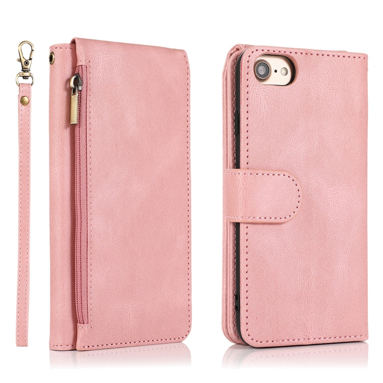 Skin-feel Crazy Horse Texture Zipper Wallet Bag Horizontal Flip Leather Case with Holder & Card Slots & Wallet & Lanyard For iPhone 6