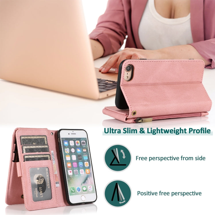 Skin-feel Crazy Horse Texture Zipper Wallet Bag Horizontal Flip Leather Case with Holder & Card Slots & Wallet & Lanyard For iPhone 6