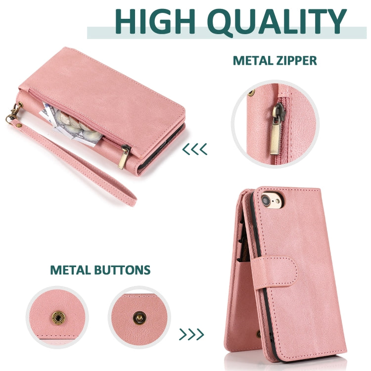 Skin-feel Crazy Horse Texture Zipper Wallet Bag Horizontal Flip Leather Case with Holder & Card Slots & Wallet & Lanyard For iPhone 6