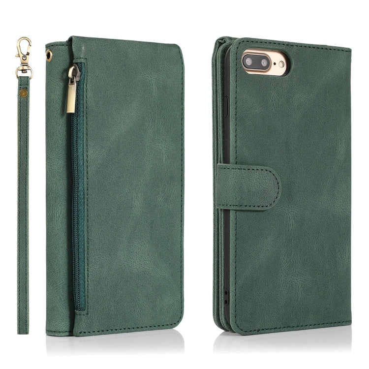 Skin-feel Crazy Horse Texture Zipper Wallet Bag Horizontal Flip Leather Case with Holder & Card Slots & Wallet & Lanyard For iPhone 6 Plus