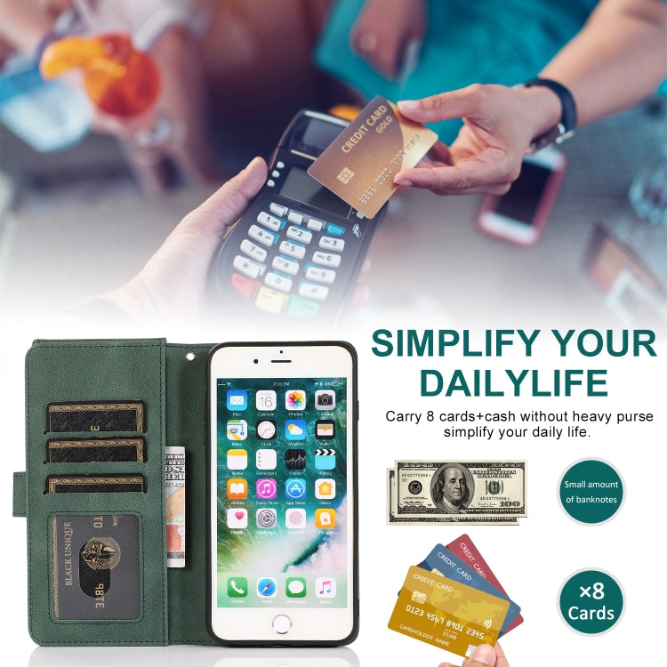 Skin-feel Crazy Horse Texture Zipper Wallet Bag Horizontal Flip Leather Case with Holder & Card Slots & Wallet & Lanyard For iPhone 6 Plus