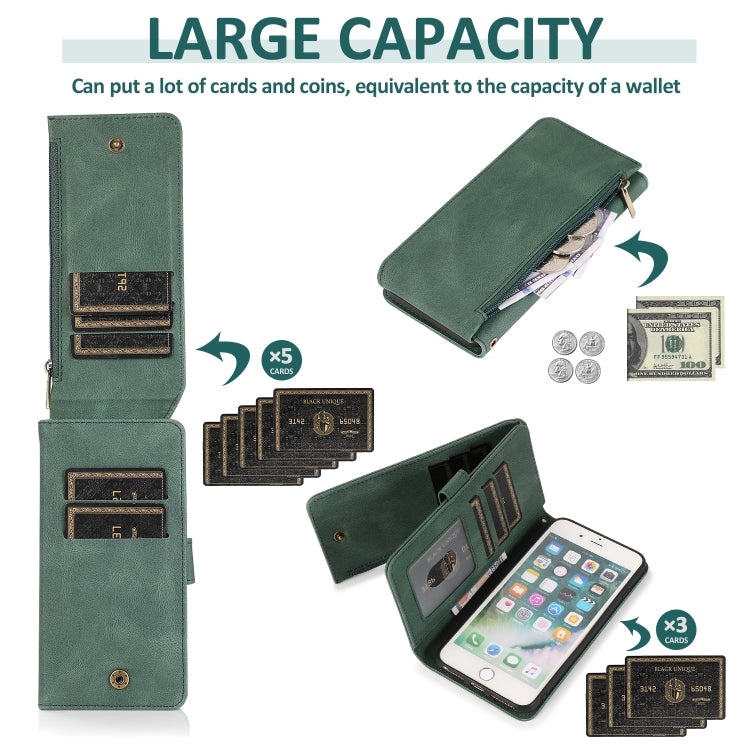 Skin-feel Crazy Horse Texture Zipper Wallet Bag Horizontal Flip Leather Case with Holder & Card Slots & Wallet & Lanyard For iPhone 6 Plus