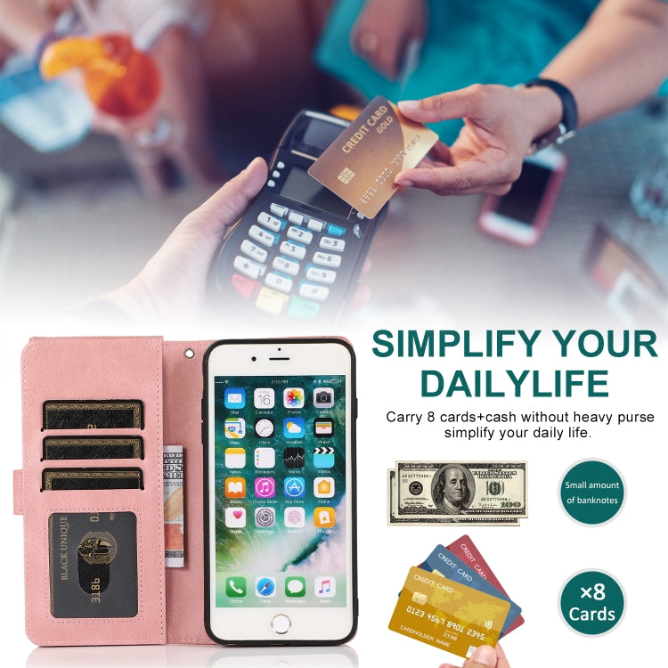 Skin-feel Crazy Horse Texture Zipper Wallet Bag Horizontal Flip Leather Case with Holder & Card Slots & Wallet & Lanyard For iPhone 6 Plus