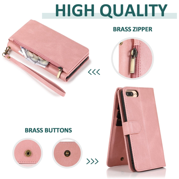 Skin-feel Crazy Horse Texture Zipper Wallet Bag Horizontal Flip Leather Case with Holder & Card Slots & Wallet & Lanyard For iPhone 6 Plus
