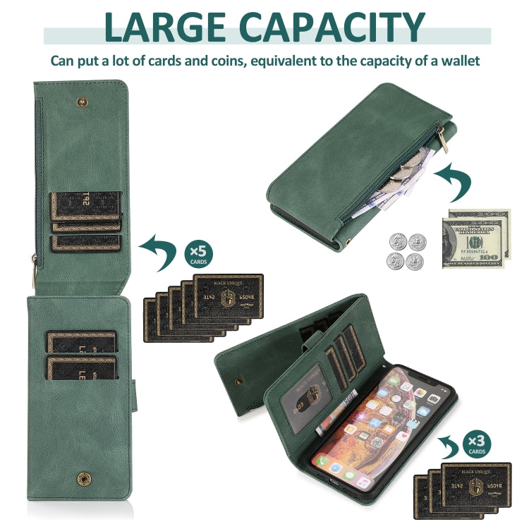 For iPhone X / XS Skin-feel Crazy Horse Texture Zipper Wallet Bag Horizontal Flip Leather Case with Holder & Card Slots & Wallet & Lanyard