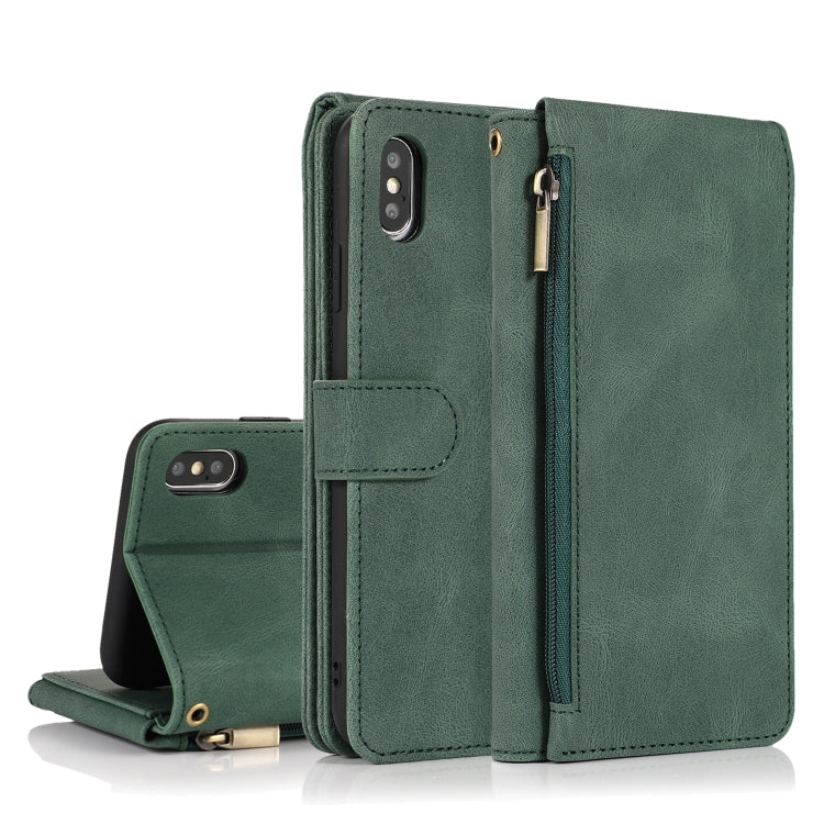 For iPhone XS Max Skin-feel Crazy Horse Texture Zipper Wallet Bag Horizontal Flip Leather Case with Holder & Card Slots & Wallet & Lanyard