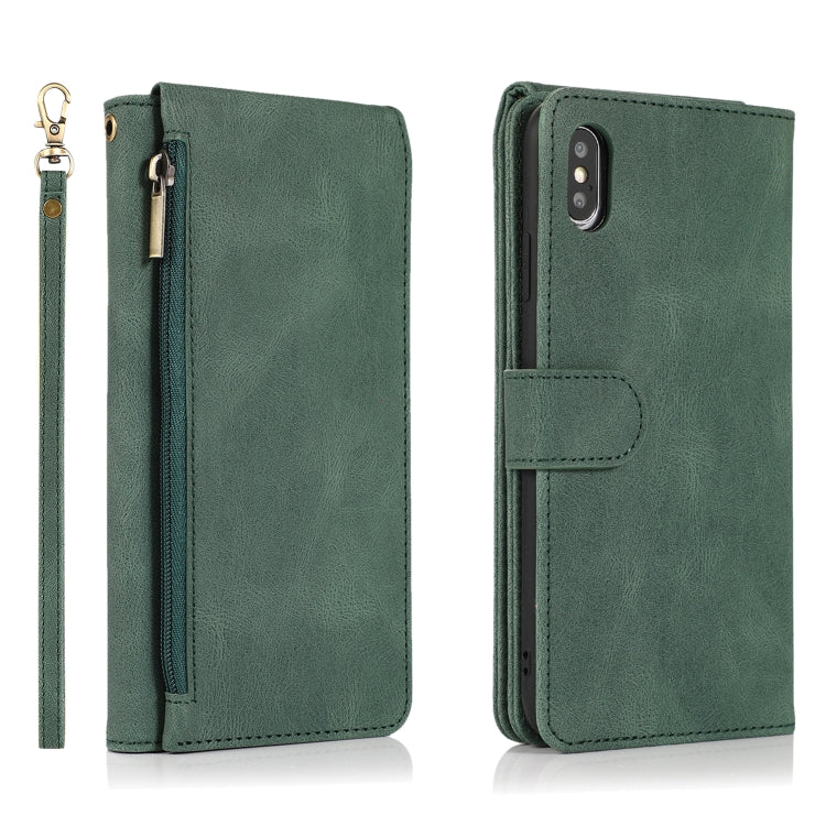 For iPhone XS Max Skin-feel Crazy Horse Texture Zipper Wallet Bag Horizontal Flip Leather Case with Holder & Card Slots & Wallet & Lanyard